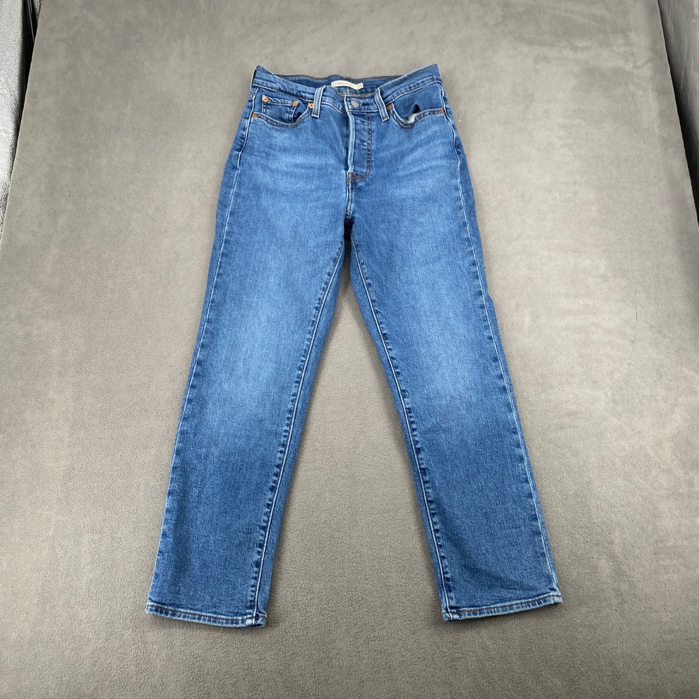 Levis Wedgie Straight Jeans Medium Wash Blue Denim High Rise 29 6834